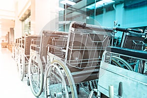 Row of Wheelchairs in the hospital