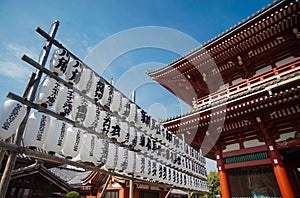 Row of white lanterns in Sensoji temple or Asakusa temple, Tokyo