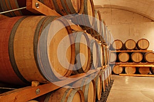 Row of wine barrels