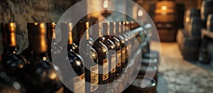 Row of Wine Bottles on Display photo