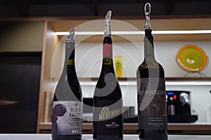 A row of wine glasses