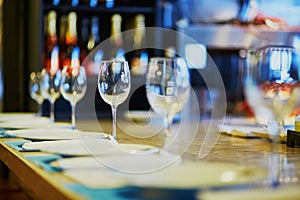 Row of wine glasses on the table