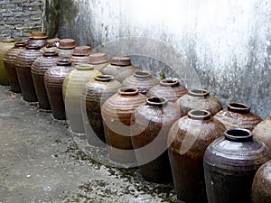 A row of wine jars