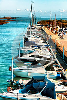 Row of yachts and boats