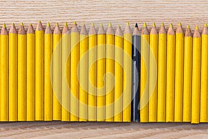 Row of yellow and black pencil