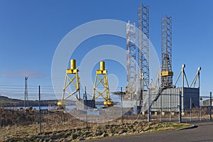 The Rowan Gorilla VII Drilling Rig moored up at the South Entrance into the Port of Dundee.