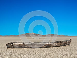 Rowboat, Desert, Blue Sky Background