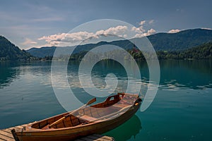 A rowboat at Lake Bled, Slovenia