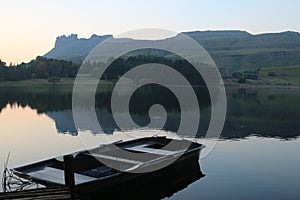 Rowboat on a lake