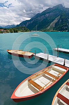 Rowboats on Lake Brienz, Berne Canton, Switzerland photo