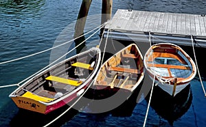 Rowboats moored in Rockport Harbor, Maine photo