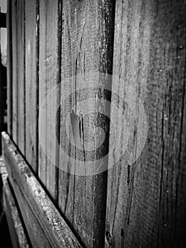 Rowe of aged planks of wood photo