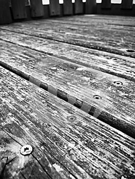 Rowe of aged planks of wood photo