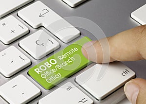 ROWE Results-only Work Environments - Inscription on Green Keyboard Key