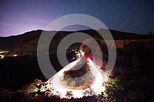 Rowena Crest viewpoint in Oregon at night