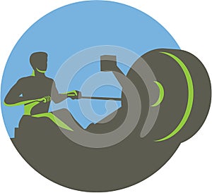 Rower Rowing Machine Circle Retro