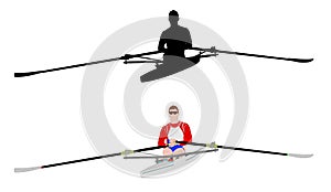 Rower silhouette and illustration