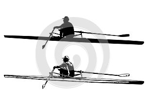 Rower skaetch and silhouette