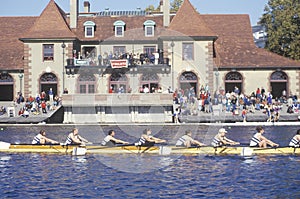 Rowers passing Ratcliff Boat House