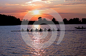 Rowers at Sunset
