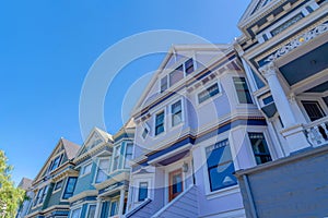 Rowhouses with victorian style exterior in San Francisco, CA