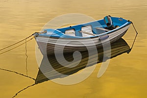 Rowing Boat Golden Reflection