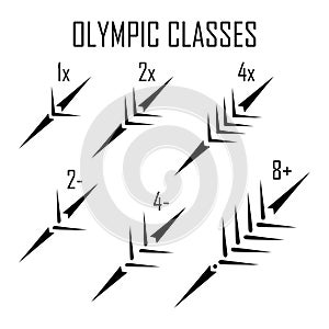 Rowing boat icon set isolated. olympic classes