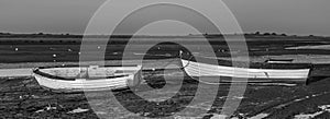 Rowing boat in mono chrome