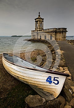 Rowing boat at Normanton Church