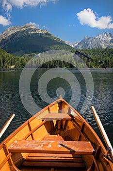 Rowing boat at Strbske Pleso Lake in High Tatras, Slovakia