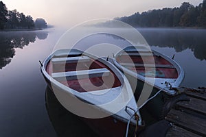 Rowing boats on a lake in Bavaria