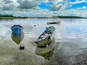 Rowing boats on Lough Carra, county Mayo Ireland