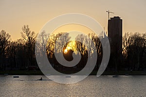 Rowing in the dusk