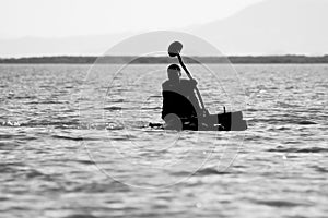 Rowing at Lake Chamo, Ethiopia.