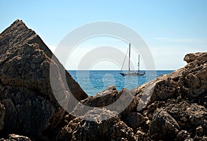 Rowing sailing boat