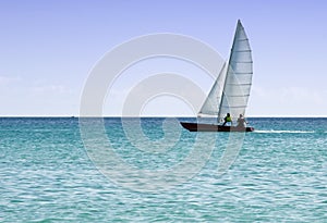 Rowing sailing boat