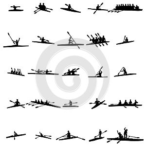 Rowing silhouette set