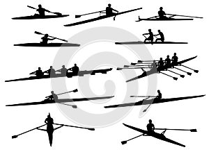 Rowing silhouettes