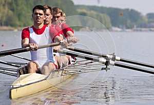 Rowing team during the start