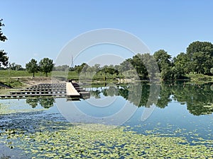 Rowing trail on Lake Jarun or rowing trails on Jarun`s Lake, Zagreb - Croatia / VeslaÄka staza na jezeru jarun