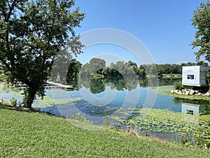 Rowing trail on Lake Jarun or rowing trails on Jarun`s Lake, Zagreb - Croatia / VeslaÄka staza na jezeru jarun