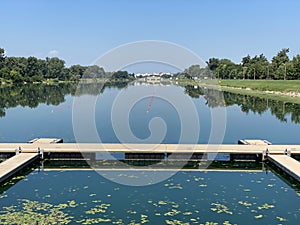 Rowing trail on Lake Jarun or rowing trails on Jarun`s Lake, Zagreb - Croatia / VeslaÄka staza na jezeru jarun