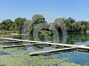 Rowing trail on Lake Jarun or rowing trails on Jarun`s Lake, Zagreb - Croatia / VeslaÄka staza na jezeru jarun