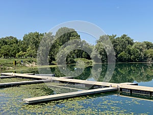 Rowing trail on Lake Jarun or rowing trails on Jarun`s Lake, Zagreb - Croatia / VeslaÄka staza na jezeru jarun