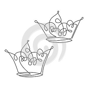 ÃÂ¡rown is a symbol of royalty. Humor. Continuous line drawing. Vector illustration