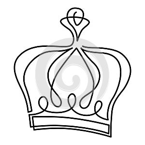 Ð¡rown is a symbol of royalty. Humor. Continuous line drawing. Vector illustration