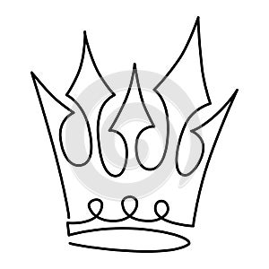 Ð¡rown is a symbol of royalty. Humor. Continuous line drawing. Vector illustration