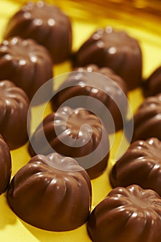 Rows appetizing chocolate bonbon