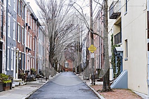 Rows of brownstone apartment buildings in Philadelphia