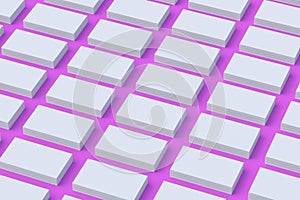 Rows of business cards on violet background
